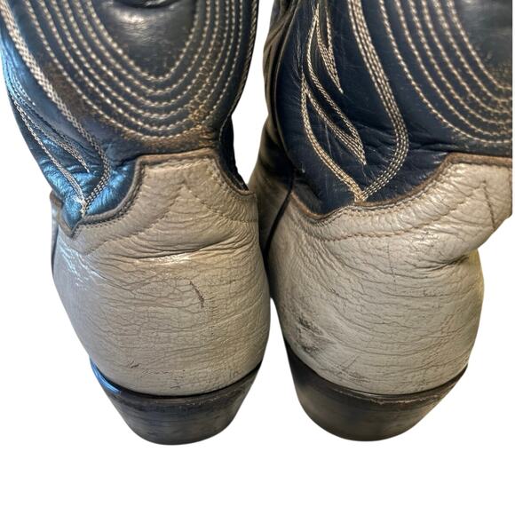 Tony Lama Boots Mens 7D Blue Gray Leather USA 8056 Cowboy Western main image 6